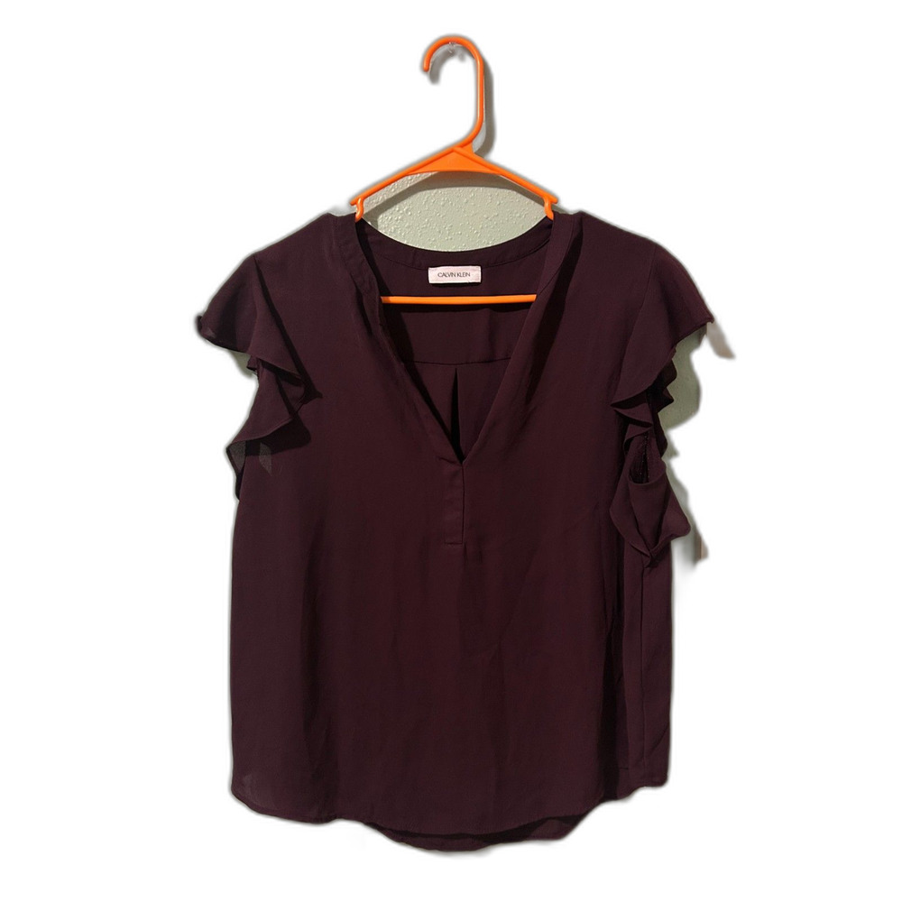 Calvin Klein Plum V-Neck Blouse